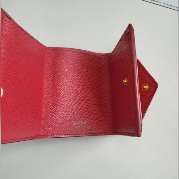 Prada Pink Vitello Leather Trifold Compact Wallet - Picture 7 of 8